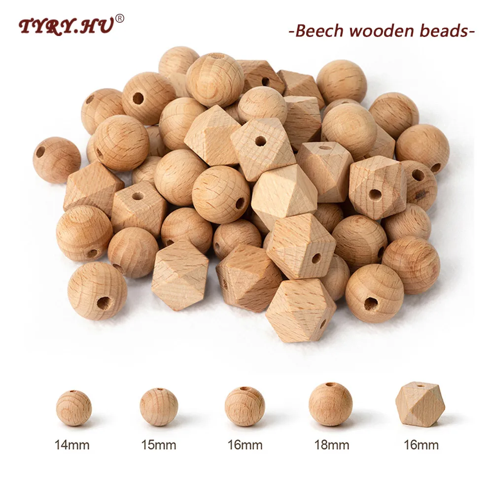 Top Trends: TYRY.HU Beech Wooden Beads Wood Round Beads 14-18MM Eco-friendly Wooden Beads For Jewelry Making DIYTeething Pacifier Chains Shoppable Styles