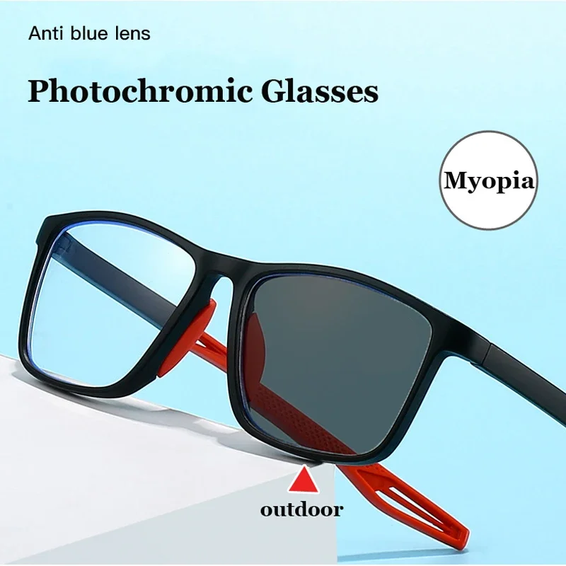 Top Trends: Outdoor Photochromic Myopia Glasses Vintage TR90 Frame Anti Blue Light Near Sight Sunglasses Retro Prescription Minus Eyeglasses Shoppable Styles