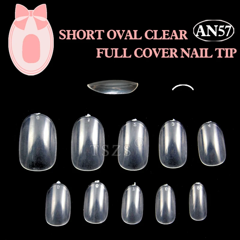 Top Trends: 1bags / lot 500pcs 10 Sizes Abs Fake False Artifical Short Oval Round Clear Full Cover Nail Art Tips Acrylic Manicure Salon Tools Shoppable Styles