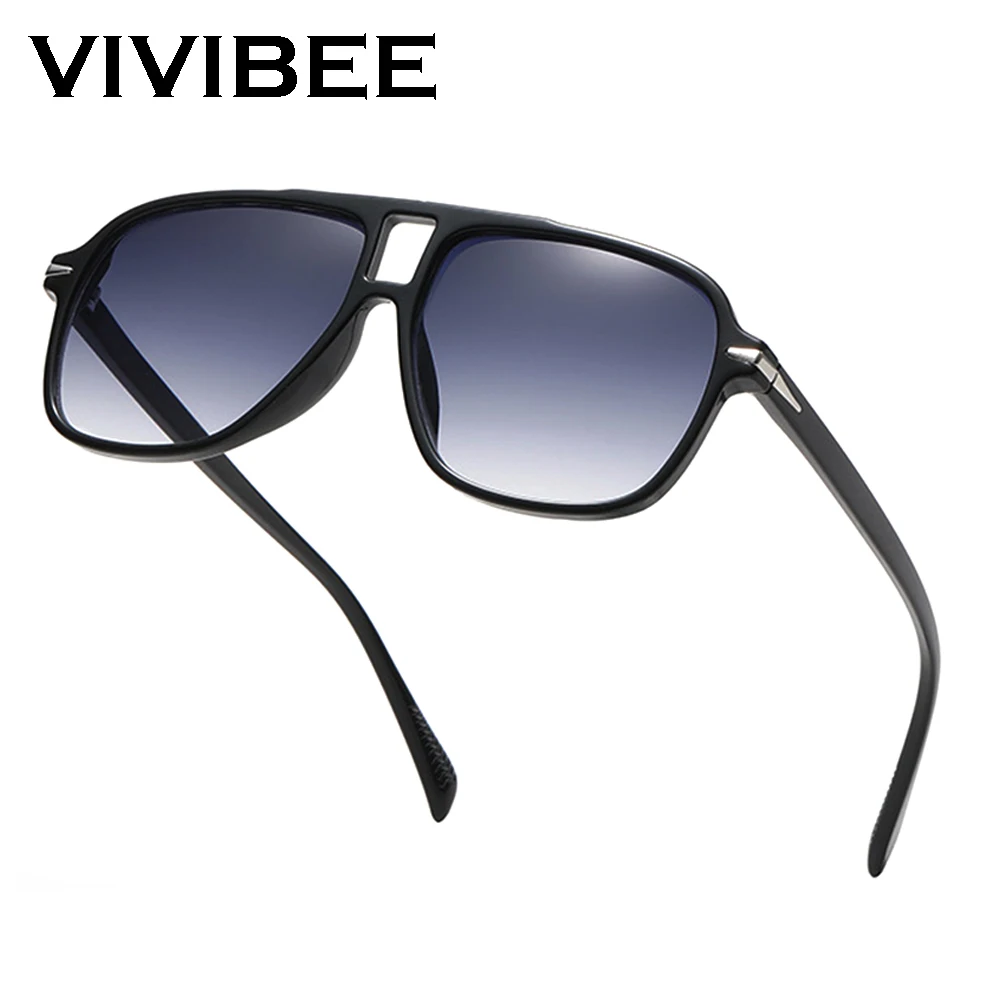 Top Trends: VIVIBEE Fashions Aviation Gredient Sunglasses Retro Men Oversized Pilot Rivets UV400 Summer Shades Vintage Big Eyewear Shoppable Styles