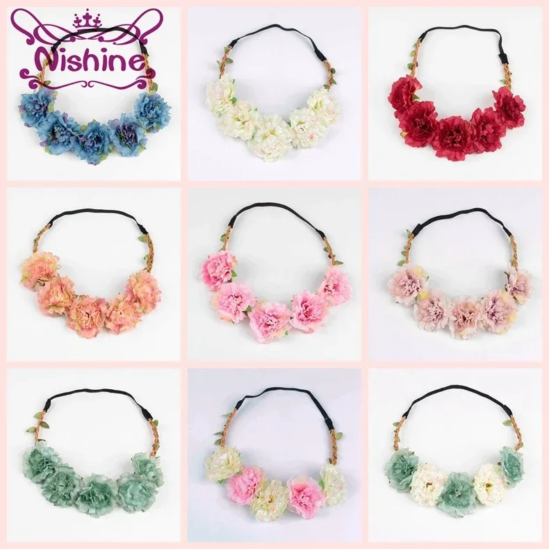 Top Trends: Nishine Spring Summer Seaside Beach Flowers Headdress Bridesmaid Wreath Hair Band Wedding Party Outdoor Girls Head Accessories Shoppable Styles