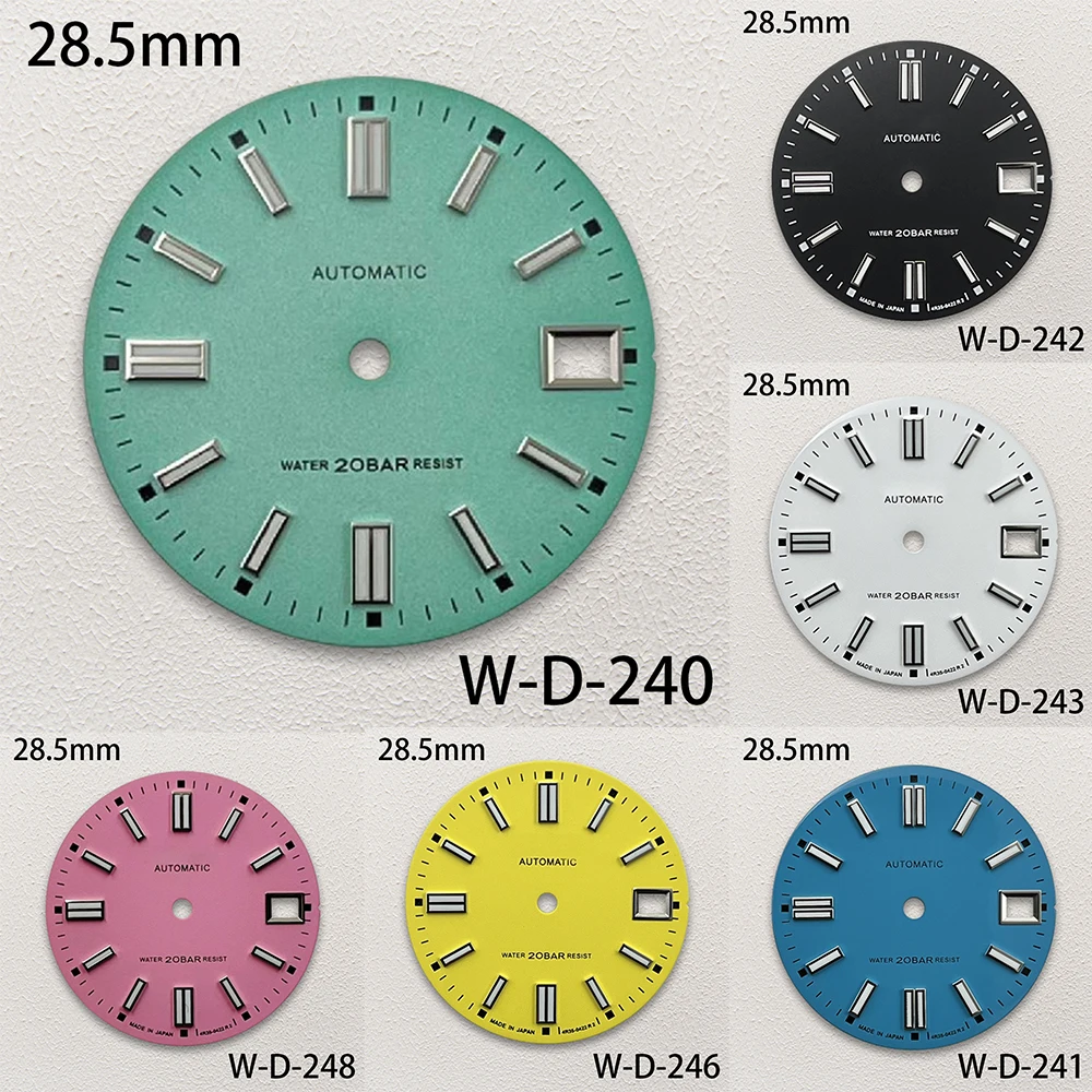 Top Trends: 28.5mm S Logo Date Just Watch Dial Suitable For NH35 / NH35A / NH36 / 4R Movement Green Luminous Watches Accessories Tiffany Blue Shoppable Styles