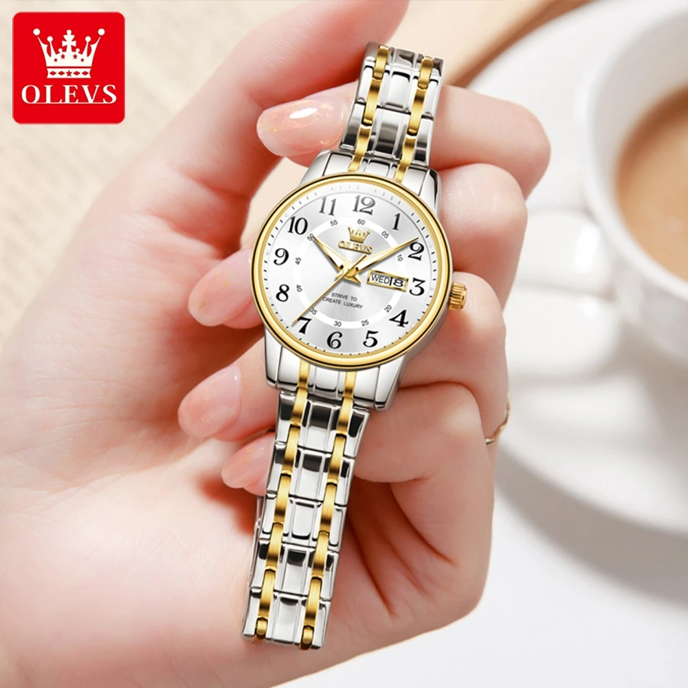 Top Trends: OLEVS 2891 Quartz Watch For Women Business Calendar Steel Strap Luminous Waterproof Ladies Wristwatch Free Shipping Watches Shoppable Styles