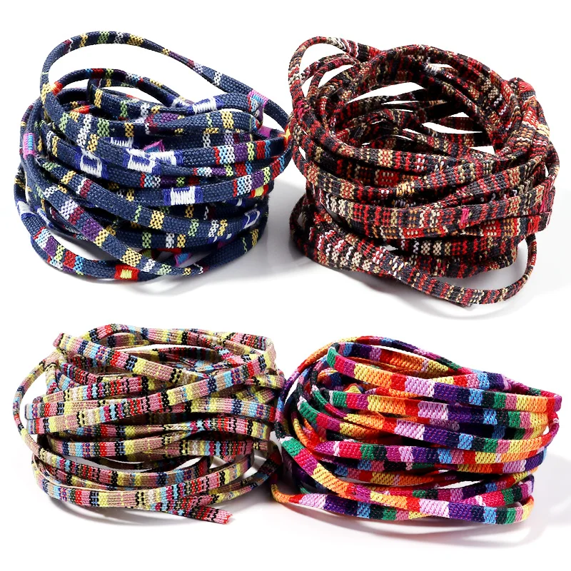 Top Trends: 5yards / Lots Multi Colors Cotton Cord Handmade 5mm Flat Fabric Ethnic Rope Textile Wrap Embroider Cords For DIY Bracelets Making Shoppable Styles