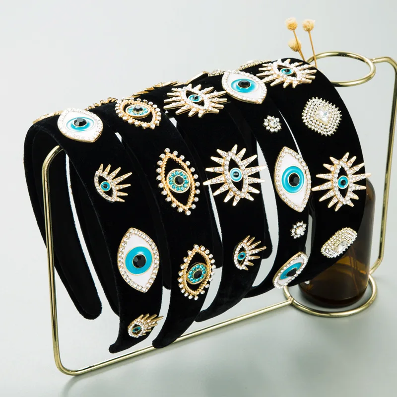 Top Trends: Korean Style Black Velvet Fashion Vintage Dripping Demon Eyes Headband Hair Accessories Women Shoppable Styles