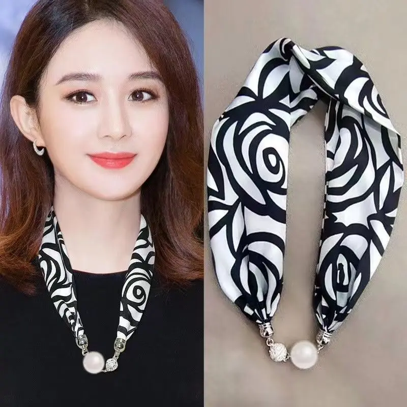 Top Trends: Multifunctional Luxury Silk Scarf Necklace Headband New Magnetic Buckle Bracelet Women's Spring And Summer Days Neck Guard Shoppable Styles