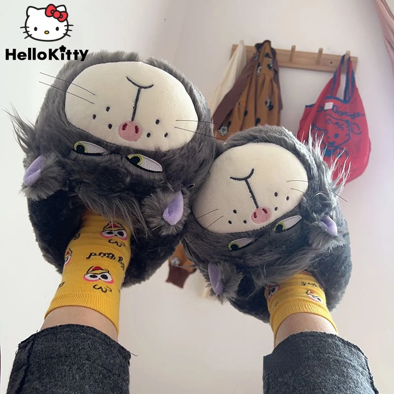 Top Trends: Disney Cartoon Cat Lucifer New Cute Home Cotton Shoes Women Luxury Design Indoor Fuzzy Slippers Y2k Girl Soft Plush Flat Shoes Shoppable Styles