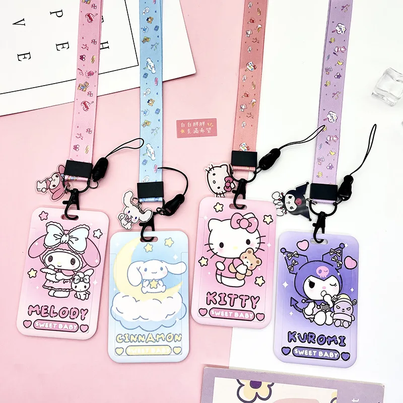 Top Trends: Sanrio Cartoons Card Cover Hello Kitty Melody Kulomi PVC Card Holder Student Campus Hanging Neck Lanyard ID Protective Case Gift Shoppable Styles