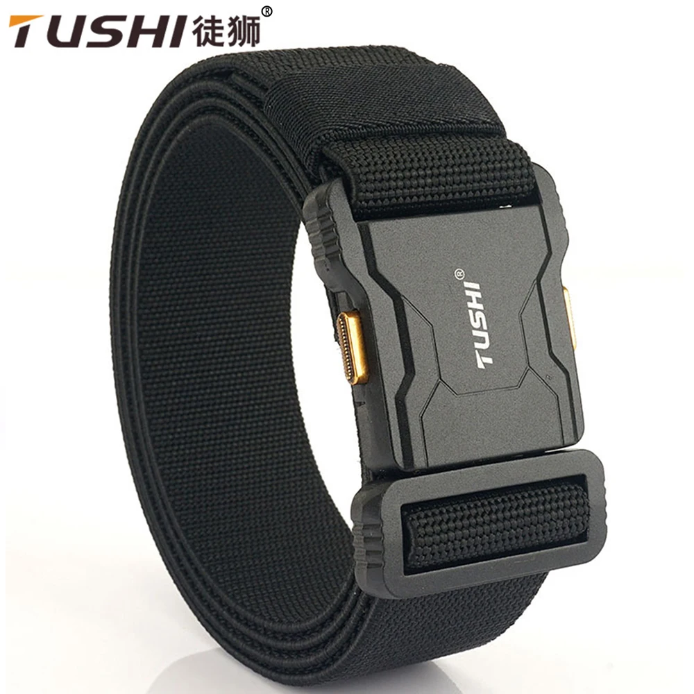 Top Trends: TUSHI Genuine Tactical Belt Aluminum Alloy Buckle Quick Release Elastic Belt Casual Workwear Training Belt Men&#039;s Pants Belt Shoppable Styles