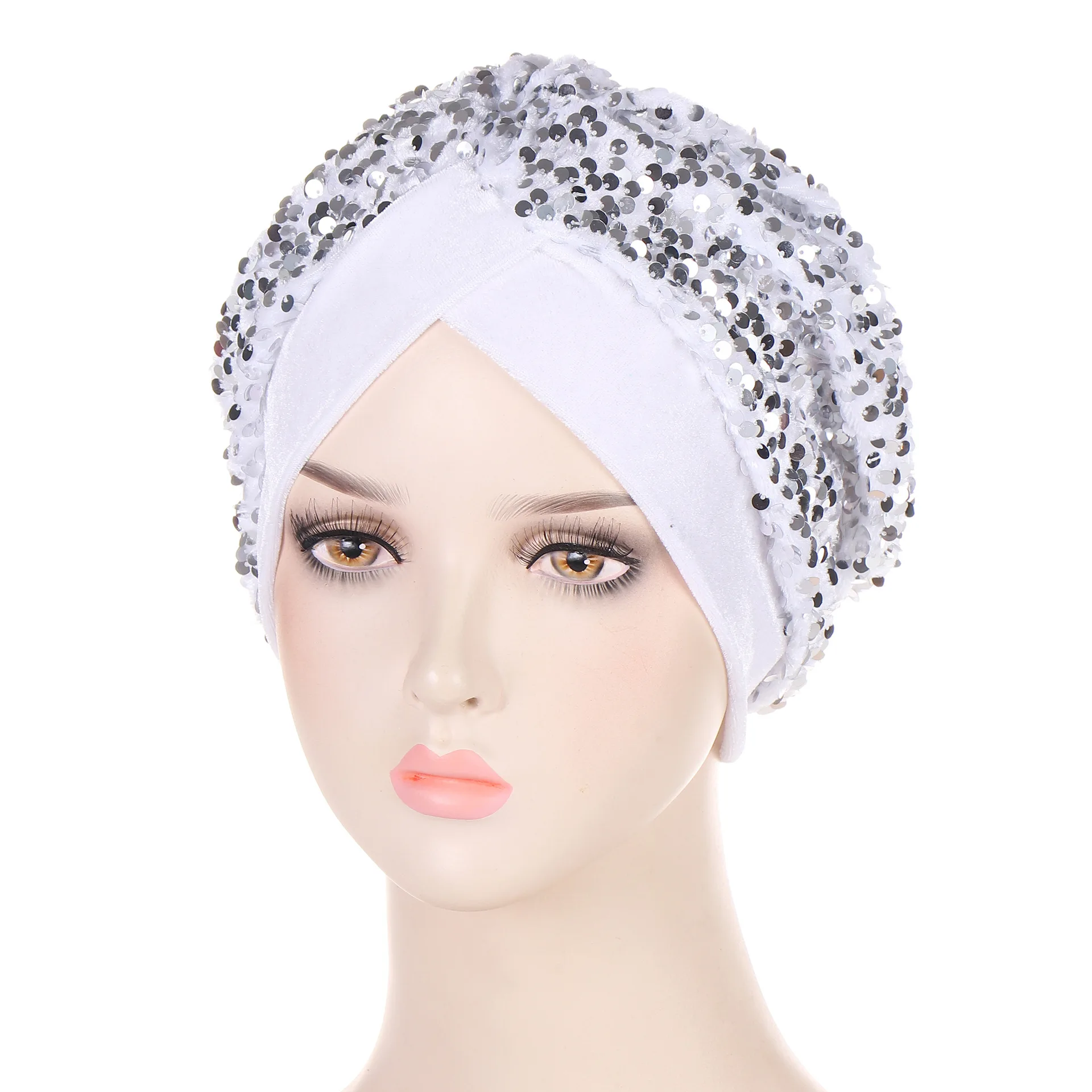 Top Trends: Glitter Sequins Velvet Women's Turban Caps Muslim Fashion Head Wraps Indian Hat Islamic Headwear Chemo Cap Lady Hair Accessories Shoppable Styles