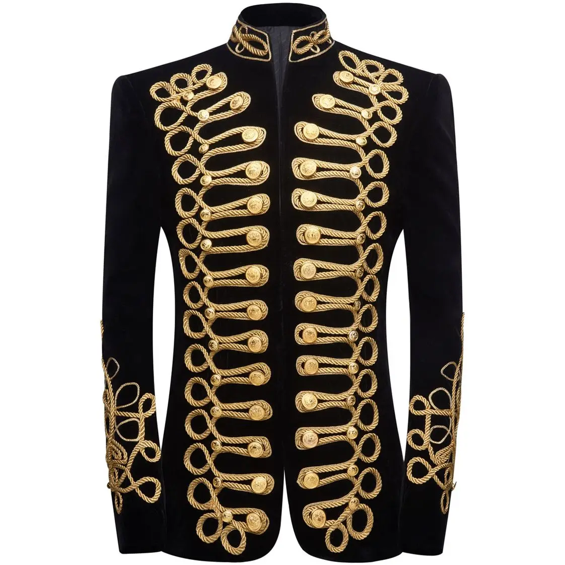 Top Trends: Mens Black Gold Embroidery Velvet Suit Blazer Party Banquet Stage Clothes For Singers Men High Quality Handmake Blazer Masculino Shoppable Styles