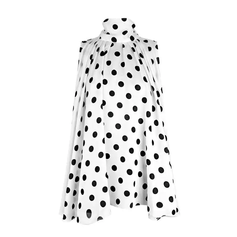 Top Trends: Summer Ruffled White Polka Dot Printed Elegant Sleeveless Tops Blouses For Women Korean Fashion Lace Up Office Lady Loose Shirts Shoppable Styles - Image 3