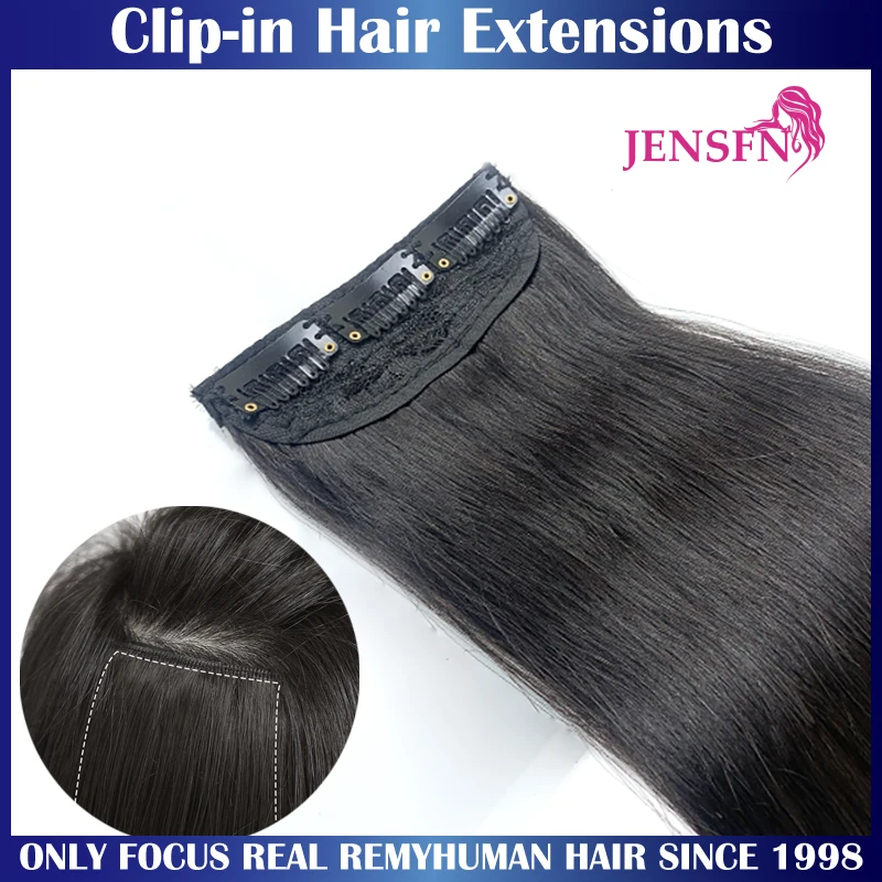 Top Trends: JENSFN Straight Clip In Hair Extensions Human Hair 30g / Pc Clip-in One Piece Weft High Quality Natural Black Blond Color Shoppable Styles