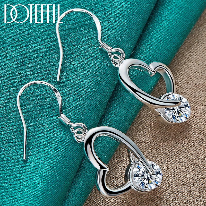 Top Trends: DOTEFFIL 925 Sterling Silver Heart AAA Zircon Drop Earring For Woman Best Gift Wedding Engagement Jewelry Shoppable Styles