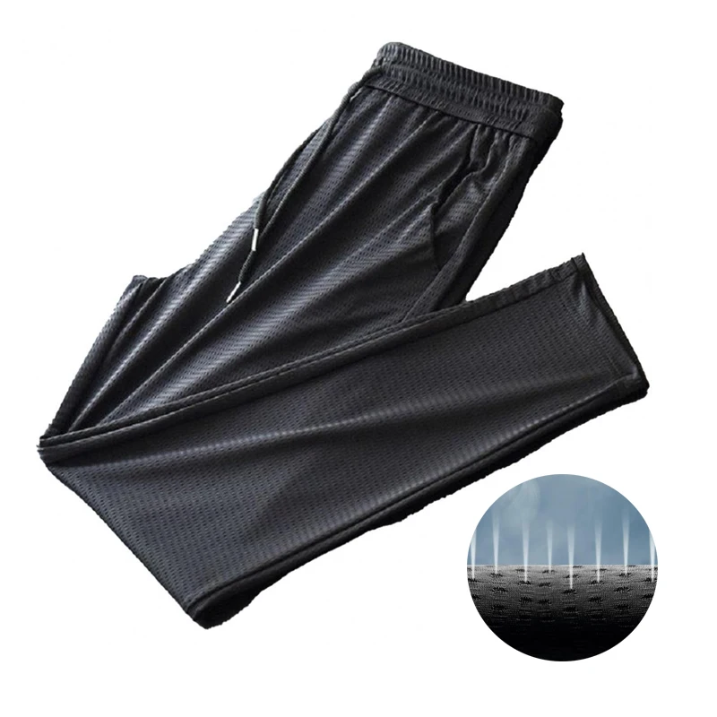 Top Trends: Sports Pants Men&#039;s Quick-drying Ice Silk Breathable Nine-point Summer Thin Running Fitness Loose Mesh Air-conditioning Trousers Shoppable Styles