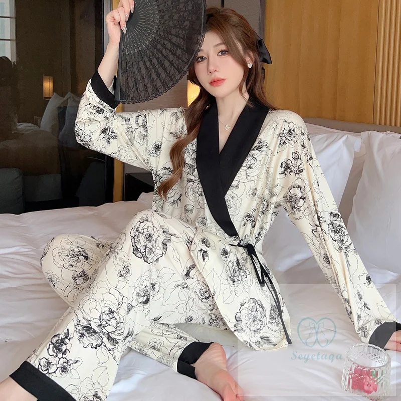 Top Trends: Summer Printed Modal Maternity Nursing Sleepwear Sets Across V Neck Pajamas Clothes For Pregnant Women Pregnancy Home Hospital Shoppable Styles