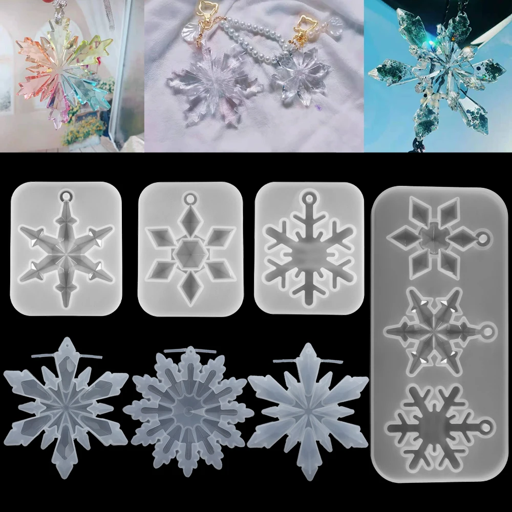 Top Trends: Multi-style Snowflake With Hole Silicone Molds Pendant Epoxy Resin Mold Christmas Tree Hanging Decoration DIY Jewelry Making Shoppable Styles