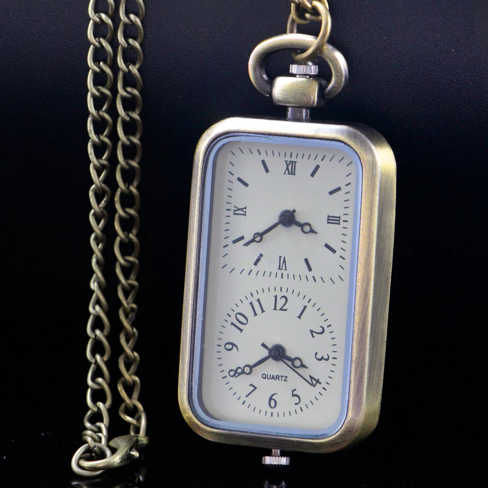 Top Trends: 2023 New Rectangular Design Pocket Watch Pendant Creative Necklace Quartz Clock Gifts For Children Women Men Dropshipping Shoppable Styles