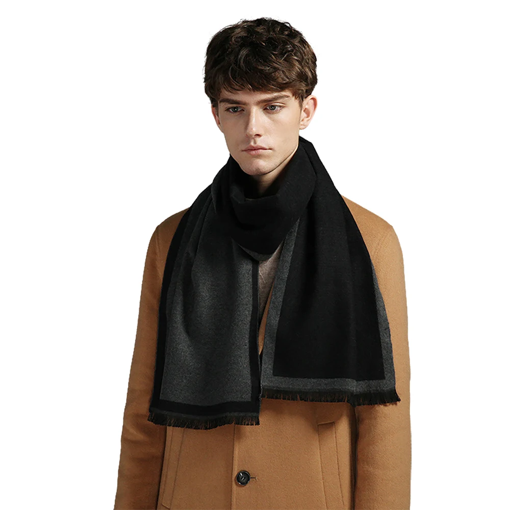 Top Trends: Men's Autumn Winter Wool Blend Scarf Gentleman Luxury Cashmere Feeling Muffler Spring Fall Plaid Wrap Soft Warm Neckerchief New Shoppable Styles