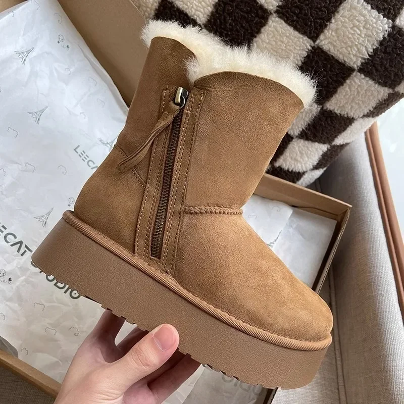 Top Trends: Luxurious Fur One-piece Women's Snow Boots Winter Fashion Mini Boots Side Zipper Plush Warm Women's Boots Casual Chelsea Boots Shoppable Styles