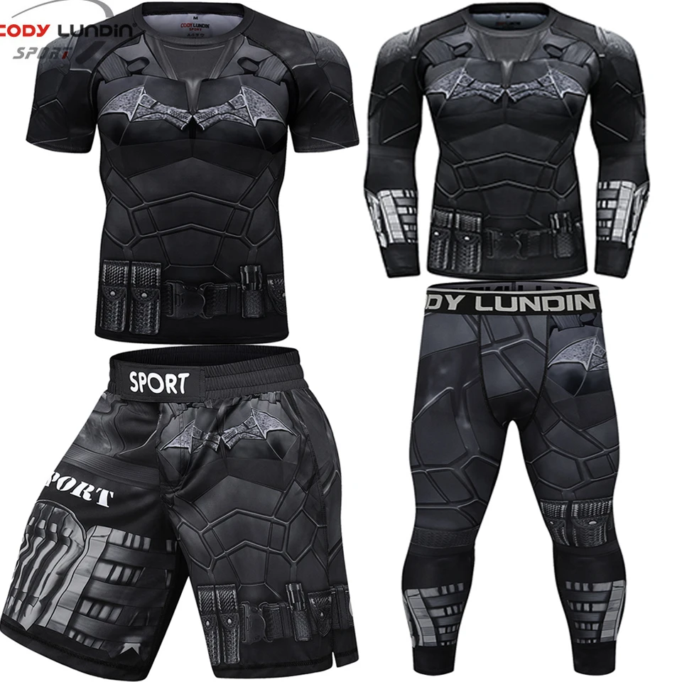 Top Trends: MMA Rashguard T Shirts + Pants Rash Guard Shorts BJJ Tracksuit Boxing Jerseys Muay Thai MMA Compression Men Kickboxing Sports Se Shoppable Styles