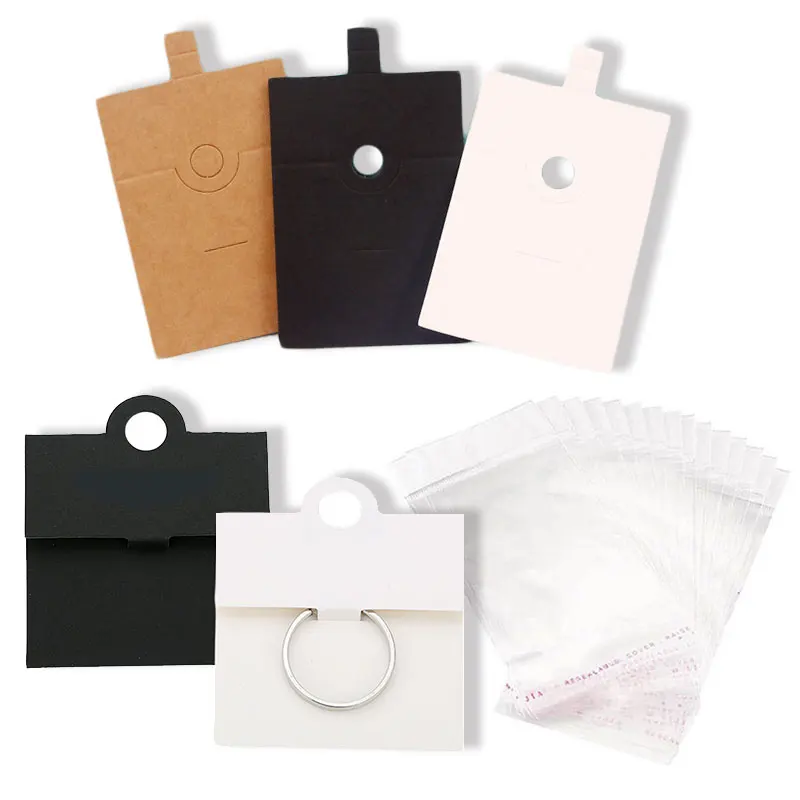 Top Trends: 50pcs 6*6CM Jewelry Hang Tags Black White Kraft Paper Cards Label For Diy Jewelry Making Finger Ring Display Storage Holder Card Shoppable Styles