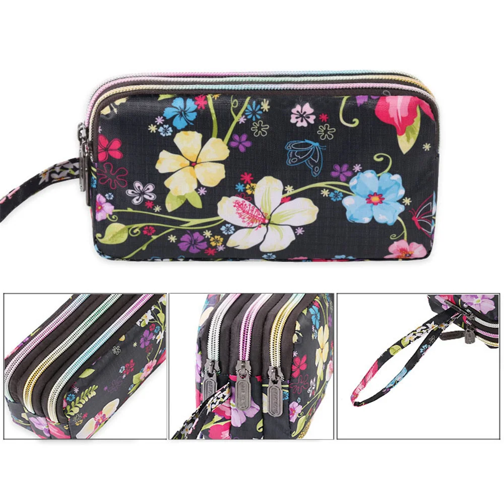 Top Trends: 3 Layers Zipper Purse Mobile Phone Pouch Women'S Handbag Waterproof Canvas Wallet Coin Card Holder Printing Bag With Handle 2022 Shoppable Styles - Image 5