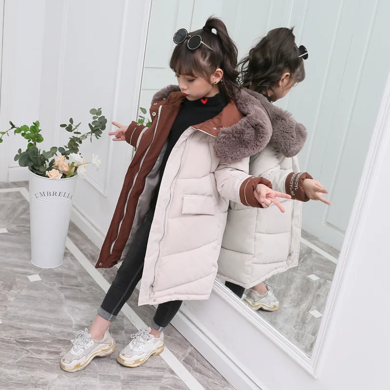 Top Trends: Children Winter Down Cotton Jacket 2020 New Fashion Girl Clothing Kids Clothes Thick Parka Fur Hooded Snowsuit Outerwear Coat Shoppable Styles