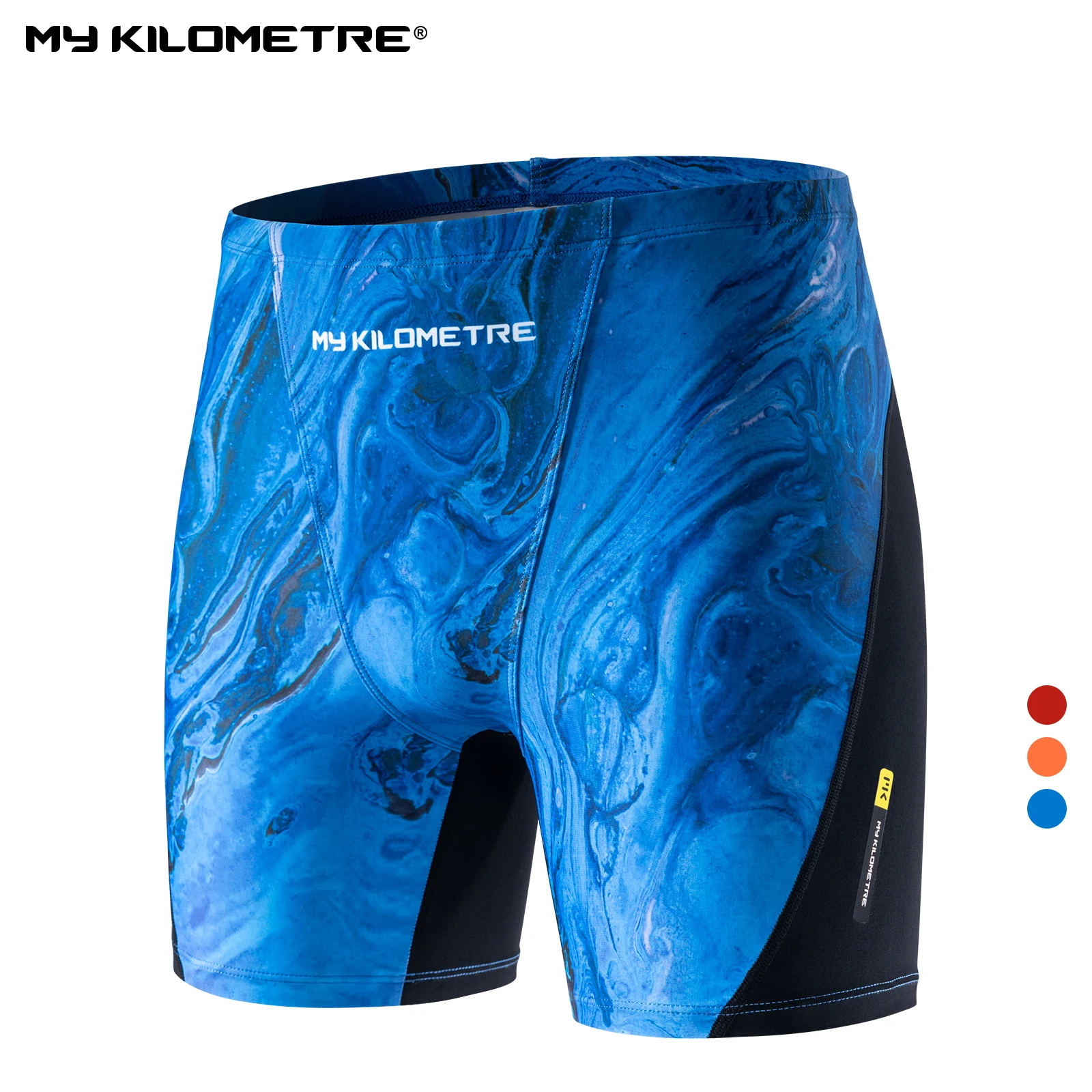 Top Trends: MY KILOMETRE Swimming Trunks For Men Square Leg Athletic Swim Jammers Printed Durable Splice Team Training Swimsuit Size S-4XL Shoppable Styles