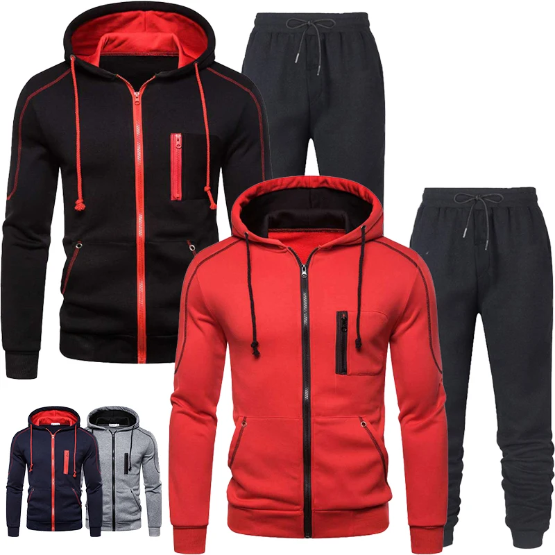 Top Trends: New Men&#039;s Sportswear Two-piece Set Men&#039;s Vertical Zipper Hoodie Sports Pants Jogging Sports Suit Men&#039;s Sportswear Two-piece Set Shoppable Styles