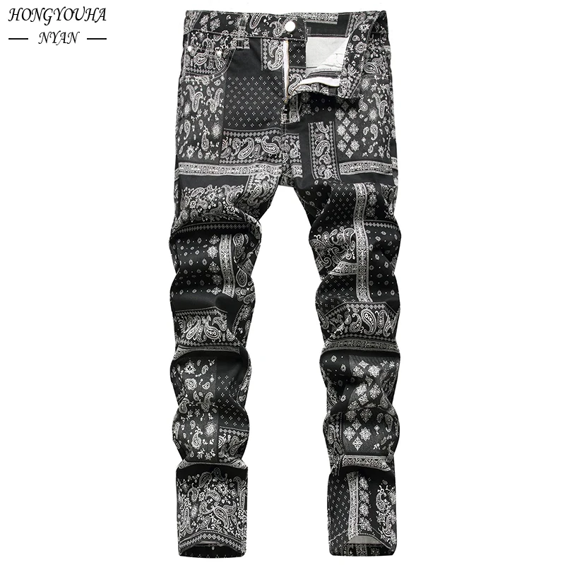 Top Trends: Autumn Printed Paisley Mens Jeans Fashion Classic Daily Regular Fit Casual Stretch Pants Male Loose Jeans Hombre Trousers Shoppable Styles