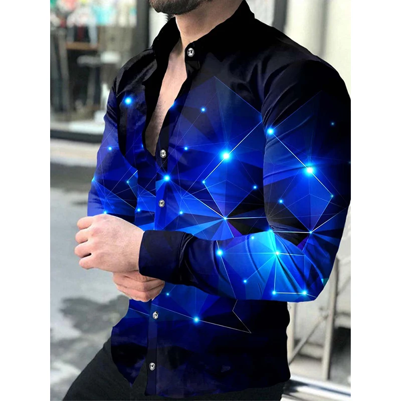 Top Trends: Luxury Men Long Sleeved Button Shirts Lapel Outdoors Shirt Casual Designer Gradient Print Long Sleeve Top Club Prom Mens Clothes Shoppable Styles - Image 5