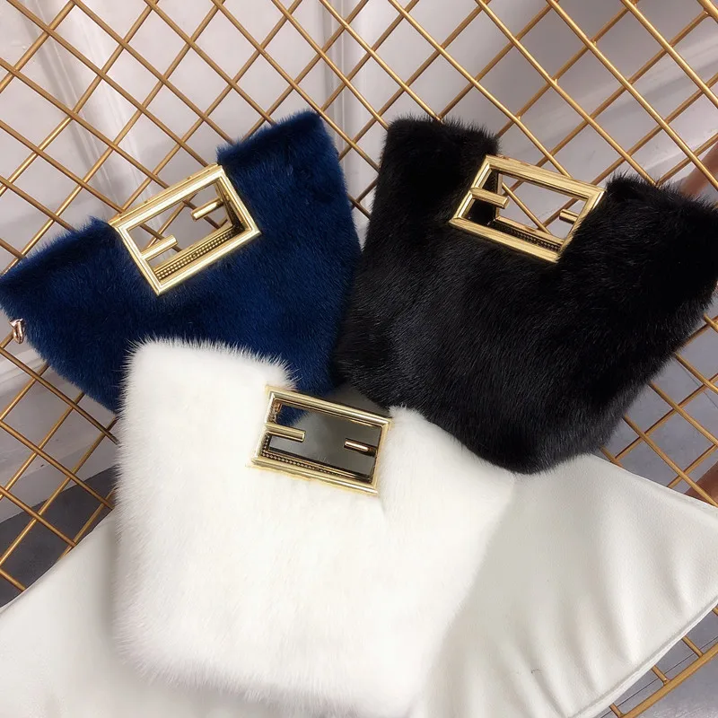 Top Trends: Fur Handbag Female Shoulder Bag Designer Mink Fur Tote Large Capacity Shopping Bag Female Winter 2022 Handbag New Shoppable Styles