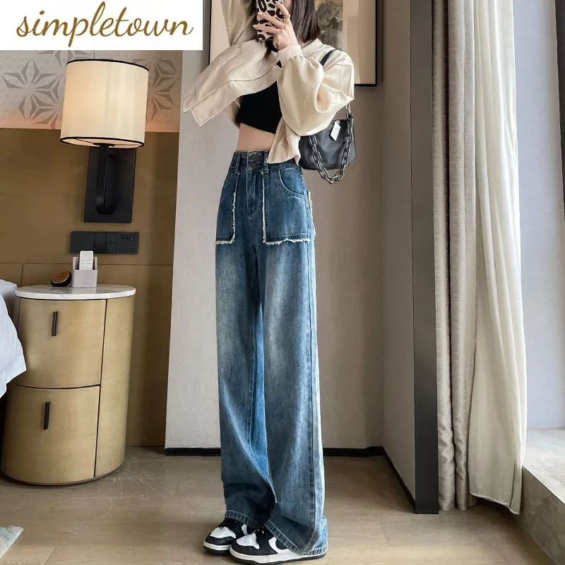 Top Trends: 2023 Spring / Summer Korean Version New Straight Leg Wide Leg Jeans Women's High Waist Slim Loose Relaxed Pants Shoppable Styles