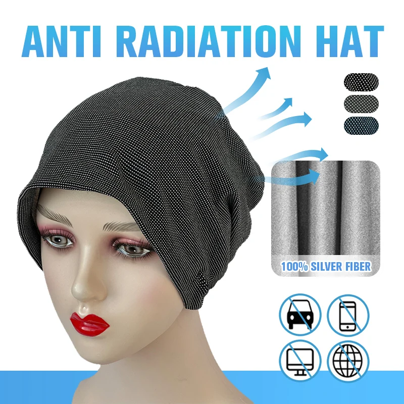 Top Trends: Full Silver Fiber Anti Radiation Hat Wifi 5G Computer Room Anti-electromagnetic Radiation Hat Far Infrared Magnetic Anion Hat Shoppable Styles