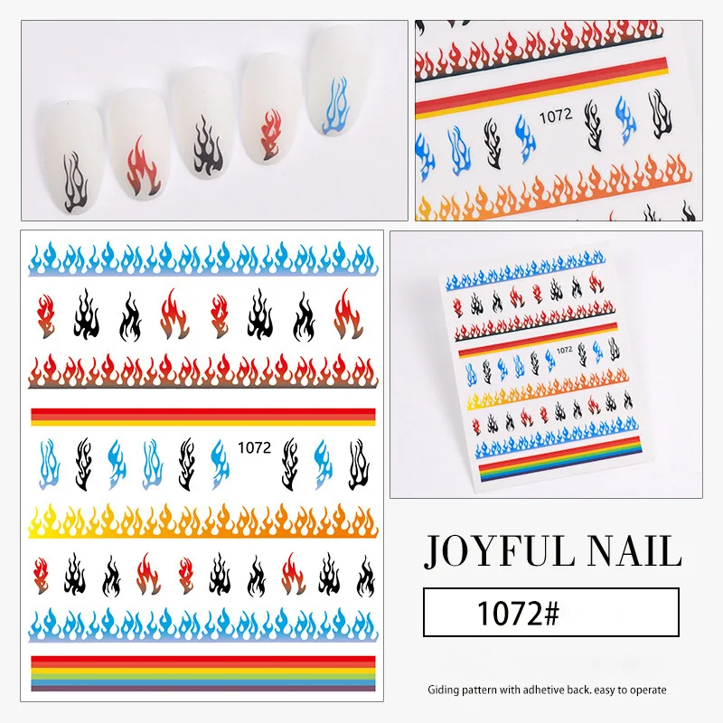 Top Trends: Nail Sticker Flame Fire Torch Light 12 Style High Quality 3D Engraved Nail Stickers Art Decorations Nail Decals Design Korea Shoppable Styles - Image 5