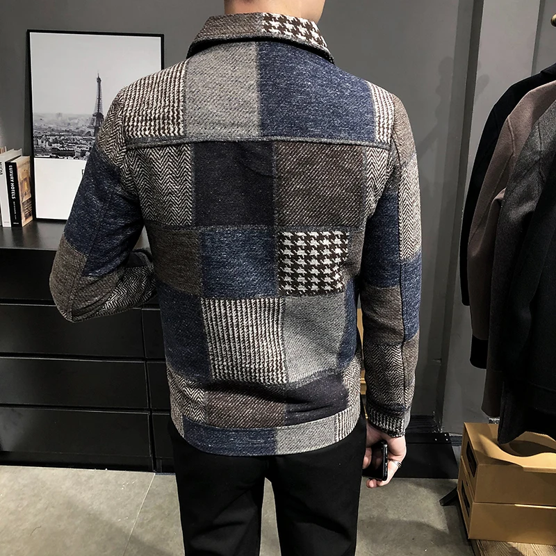 Top Trends: 2022 Autumn And Winter Fashion New Men's Casual Lapel Hoodless Jacket / Male Slim Plaid Woolen Coat Shoppable Styles - Image 2