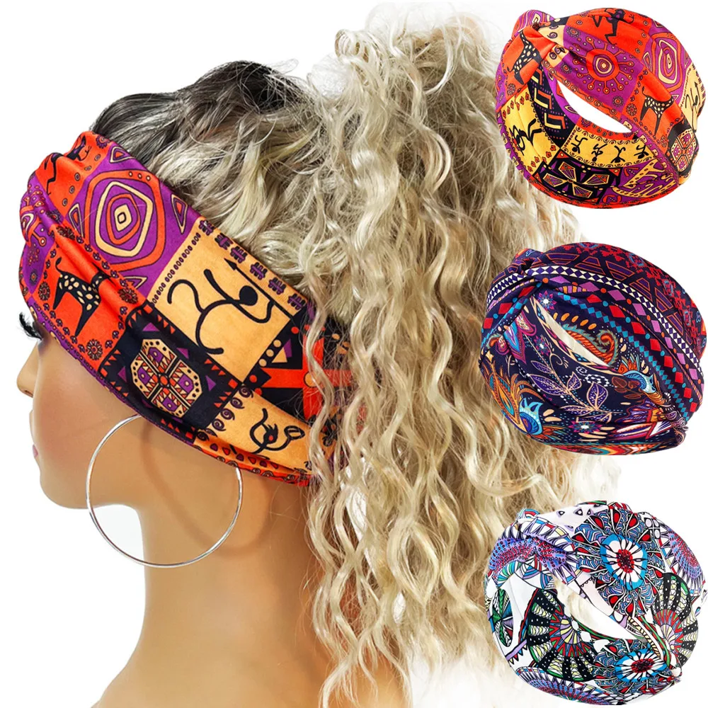 Top Trends: Ethnic Sport Yoga Elastic Hairbands Printed Headband Women Girls Scrunchie Headwrap Hair Head Bands Turban Accessories Headdress Shoppable Styles