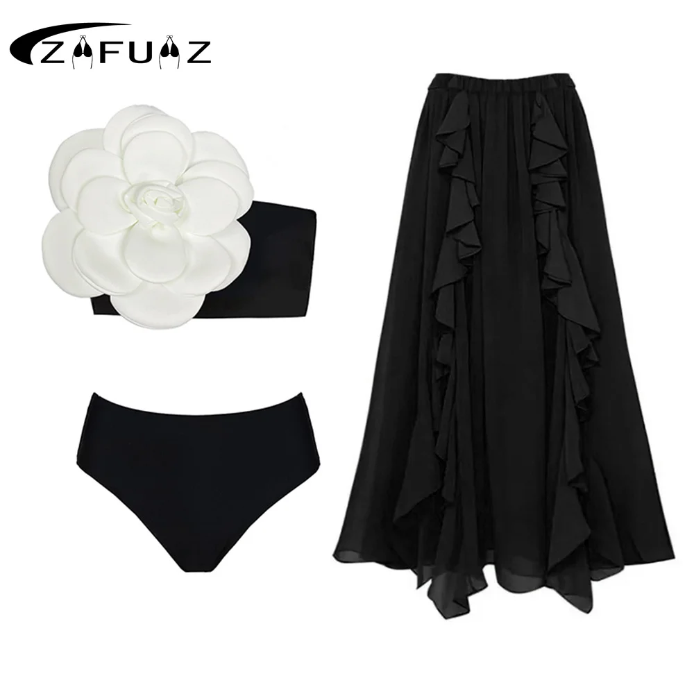 Top Trends: ZAFUAZ 2023 New 3 Piece Push Up Bikinis Set Women Vintage Print Swimwear Bikini Swimsuit Sexy Summer Beach Skirt Bath Suit Dress Shoppable Styles