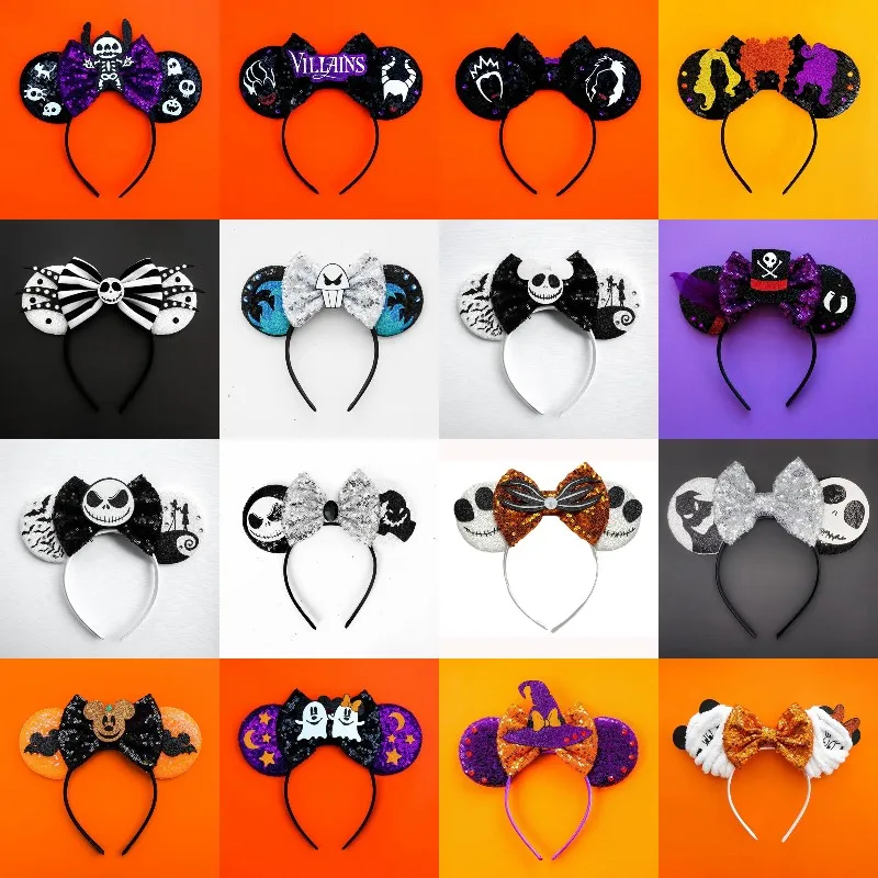 Top Trends: Disney Halloween Hair Bands For Women Cosplay Bat Skeleton Headbands Girl Mickey Ears Hairband Kids Sequins Bow Hair Accessories Shoppable Styles - Image 2