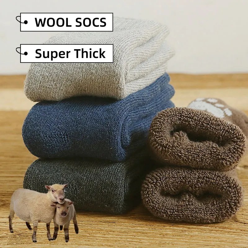 Top Trends: 3 Pair Men&#039;s Self-Heating Wool Socks Winter Super Thick Warm Merino Wool Socks Harajuku Retro Casual Terry Socks Shoppable Styles