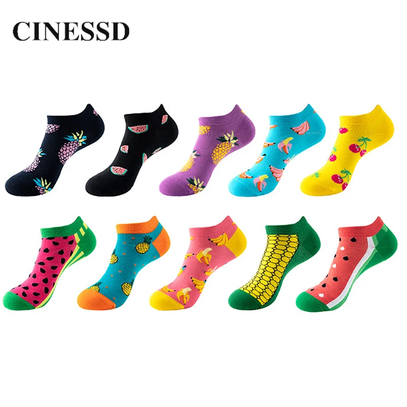 Top Trends: Funny Ankle Men Sock Unisex Fruit Printed Short Socks Multicolor Invisible Boat Calcetin Women Kawaii Cotton Low Cut Fun Socks Shoppable Styles