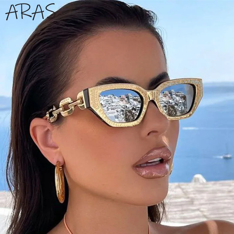 Top Trends: Fashion Small Cat Eye Sunglasses Women Trending Product 2023 Luxury Brand Cateye Chain Leg Sun Glasses Ladies Black Shades UV400 Shoppable Styles