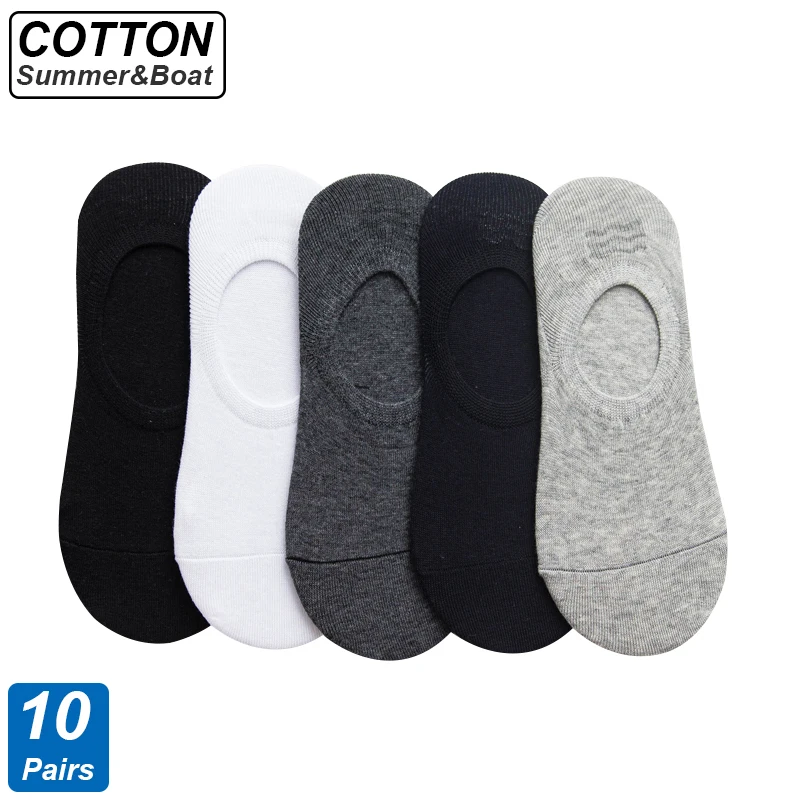 Top Trends: 10Pair / Lot Men Boat Socks Summer Autumn Breathable Fashion Non-slip Silicone Invisible Cotton Socks Male Ankle Sock High Quality Shoppable Styles