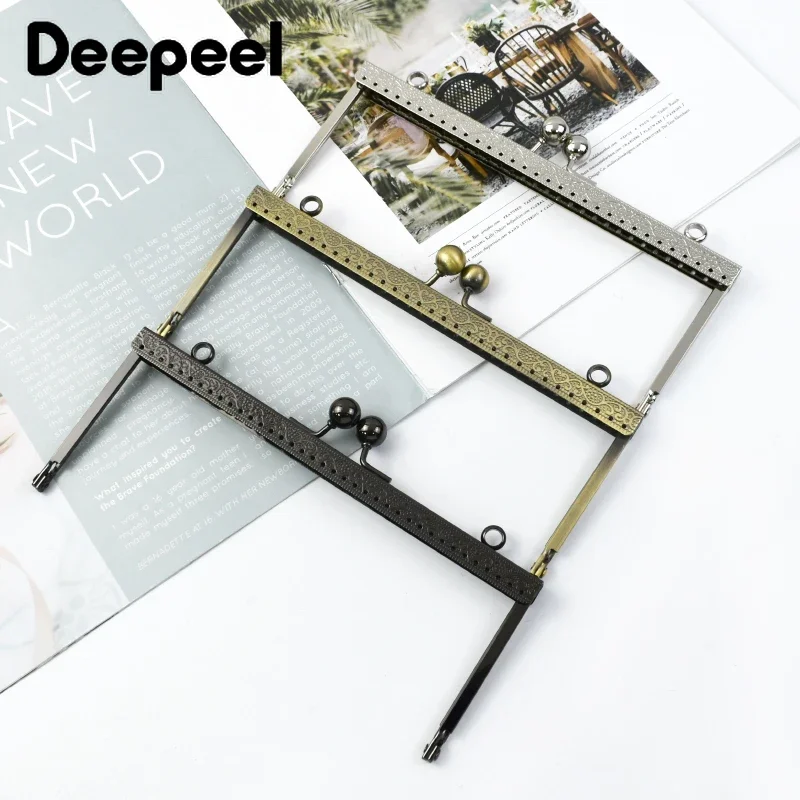 Top Trends: 1 / 2 / 5Pcs Deepeel 19cm Embossed Square Metal Handle Purse Frame Kiss Clasp DIY Bags Sewing Brackets Wallet Handles Accessories Shoppable Styles