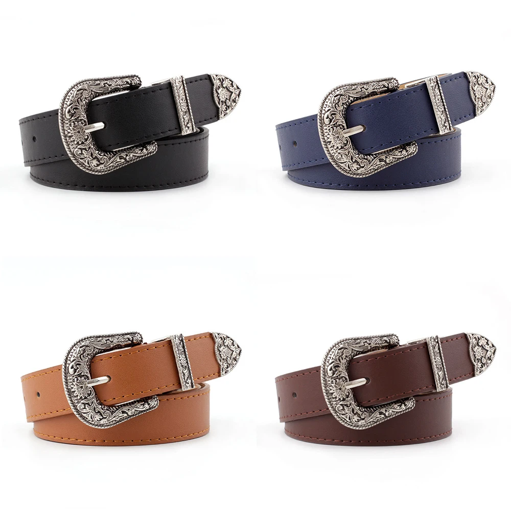 Top Trends: Punk Leather Vintage Waist Belt Adjustable Metal Buckle Waistband Fashion Style Western Cowboy Women Dress Belts Accessories Shoppable Styles