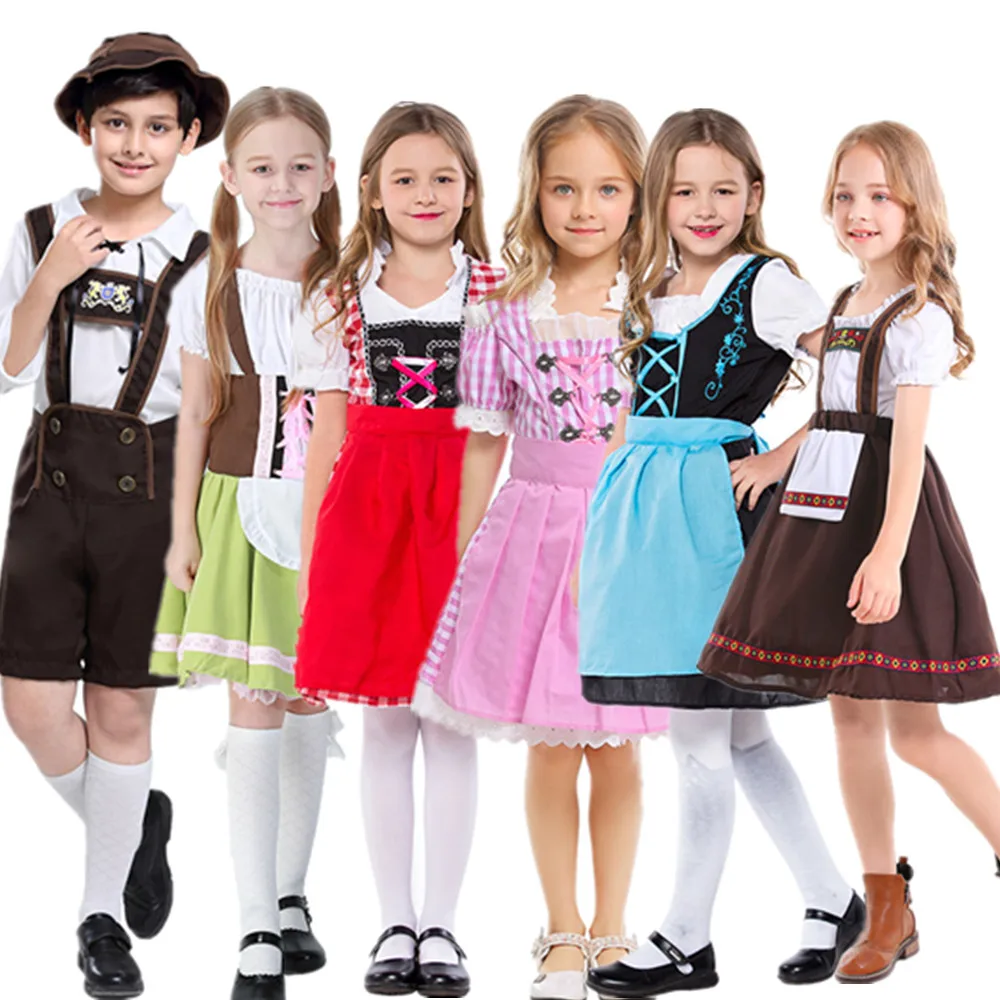 Top Trends: Classic Kids Oktoberfest Costumes Halloween Beer Boys Girl Fantasia Cospaly Party Dress Child Girl Performance Uniform Shoppable Styles