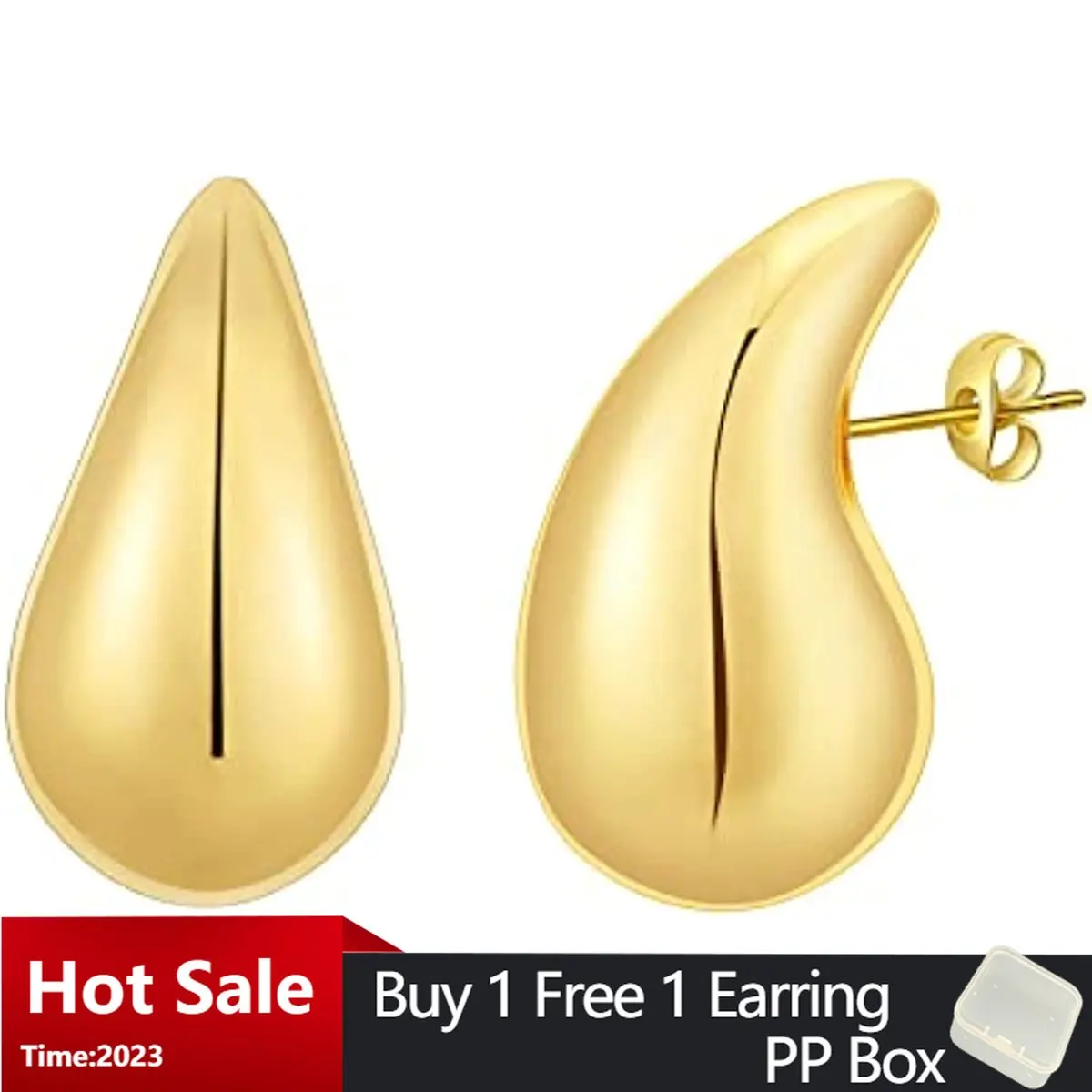 Top Trends: Chunky Drop Earrings Stainless Steel Lightweight Waterdrop Hollow Hoops Gold Plated Earrings Fine Jewelry For Women Girls Gifts Shoppable Styles