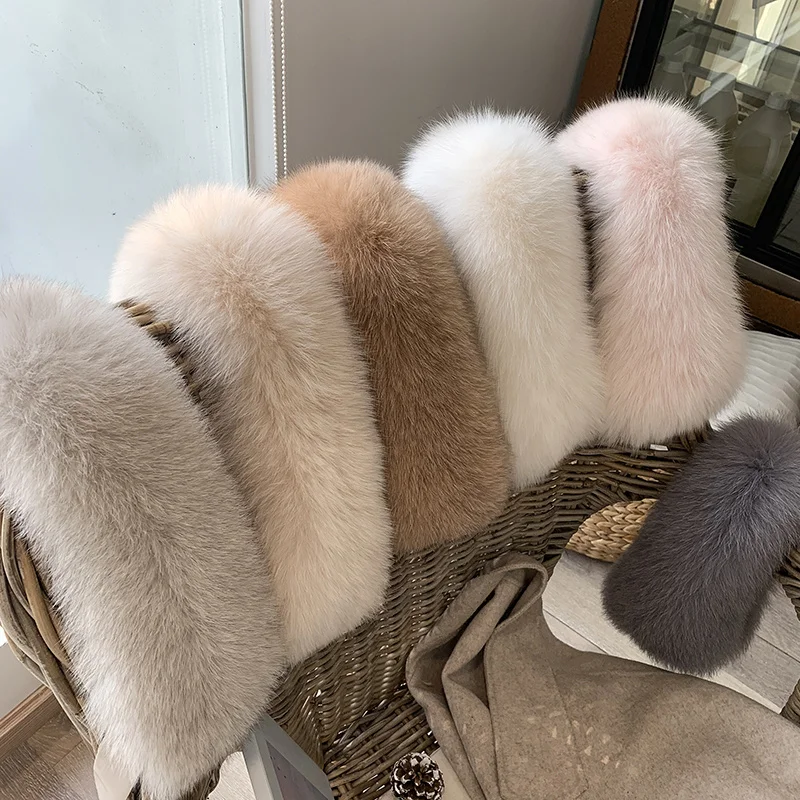 Top Trends: Real Fox Fur Collar With Ribbon Winter 100% Fur Scarf For Women Natural Fur Hoods For Coat Jacket Fashion Warm Multiple Color Shoppable Styles - Image 3