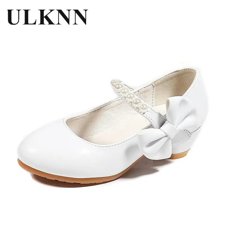 Top Trends: Children&#039;s White High Heels Shoes Girl&#039;s Shoes Bowknot Princess High-heeled Shoes Single Pearl Party Shoes Buty Toddler Shoe Shoppable Styles